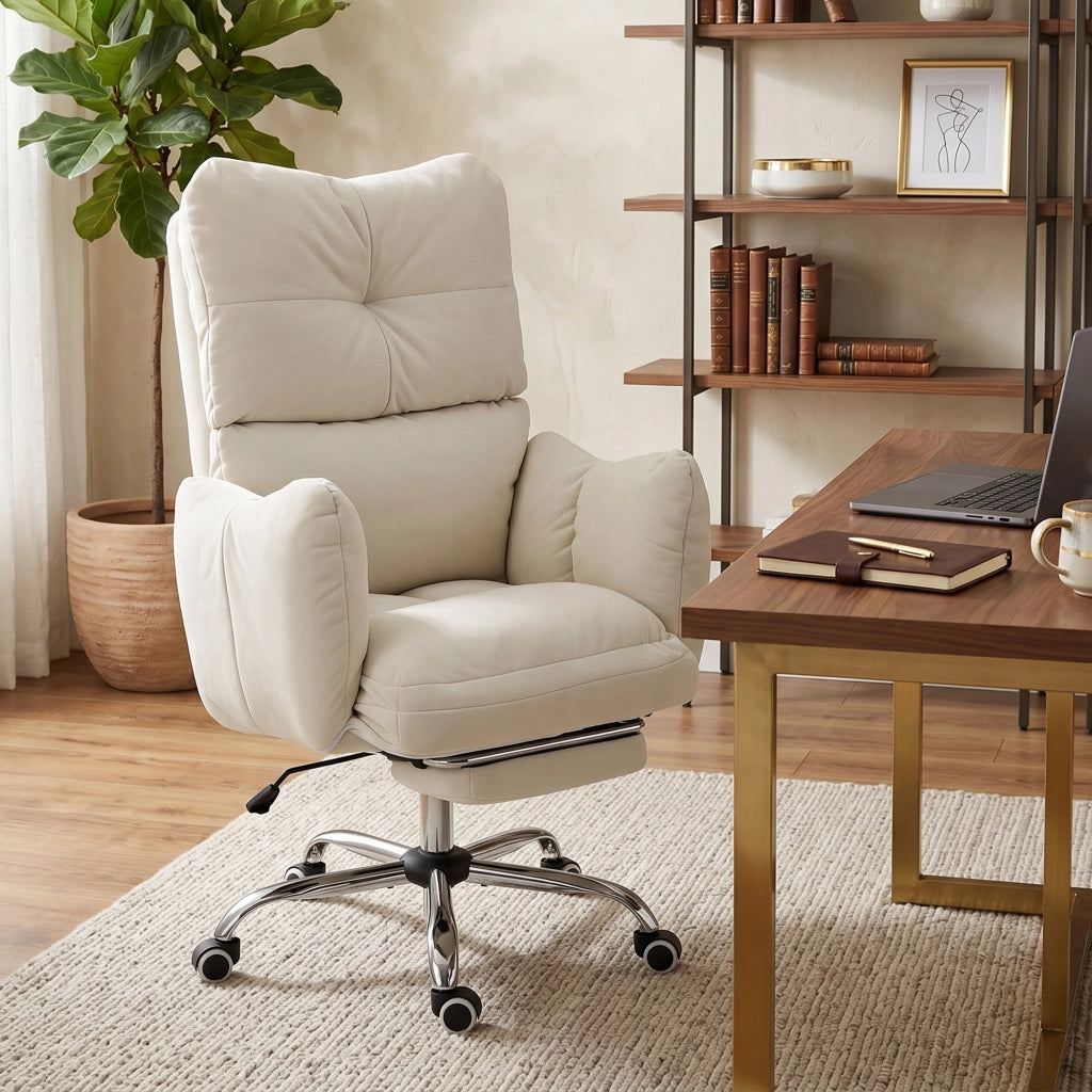 Sedia da ufficio ergonomica con poggiapiedi ¨C zephmum ¨C Schienale regolabile, tessuto flanella