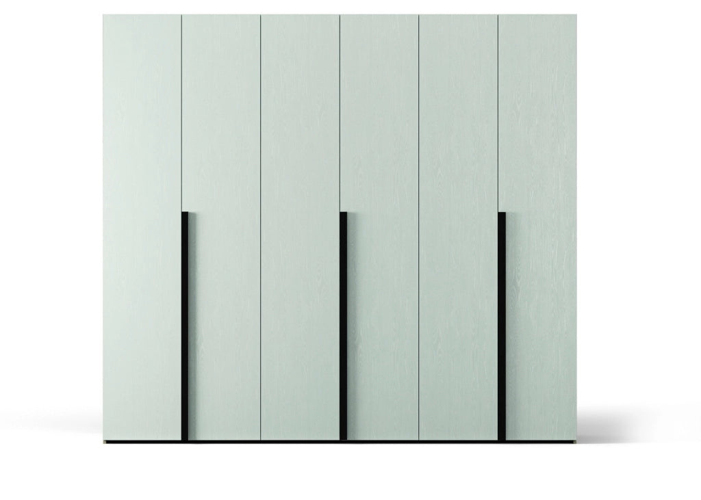 Armadio Coco 6 ante battenti colore bianco Portland e maniglie nere opache