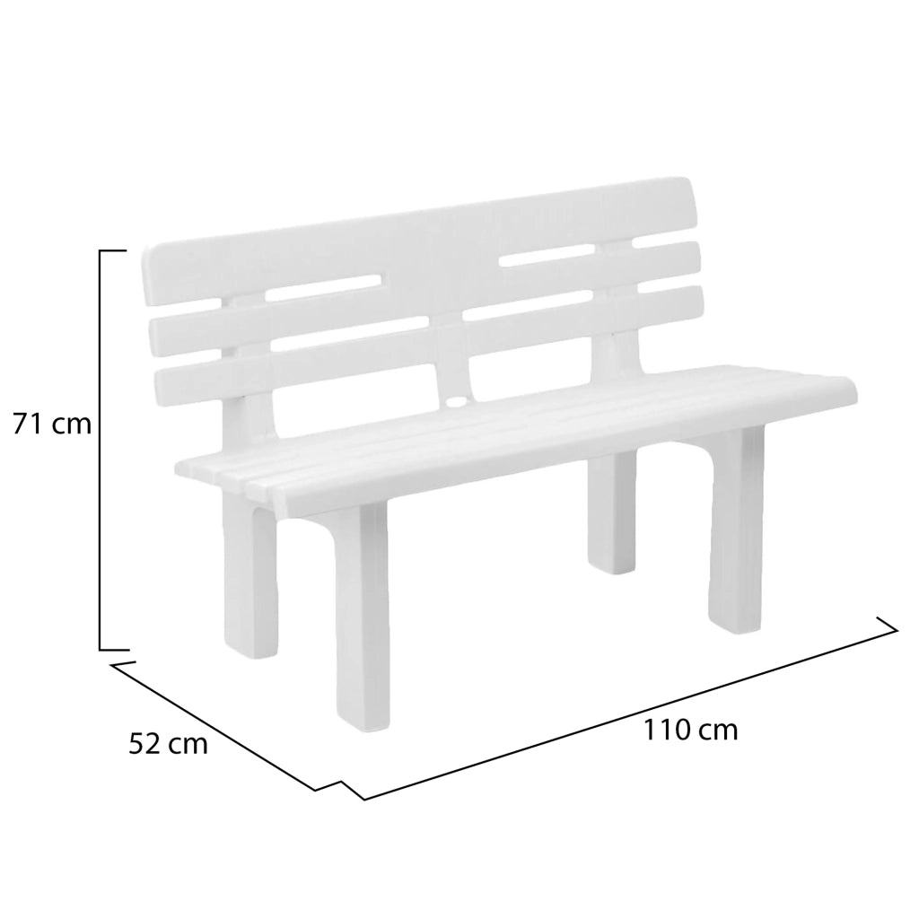 Panchina da esterno Alim, Panca monoblocco da giardino, Panchina outdoor, 100% Made in Italy, 110x52h71 cm, Bianco