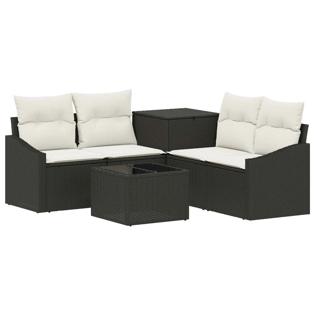 Set di divani 6 pz Nero e Bianco Crema 3447284