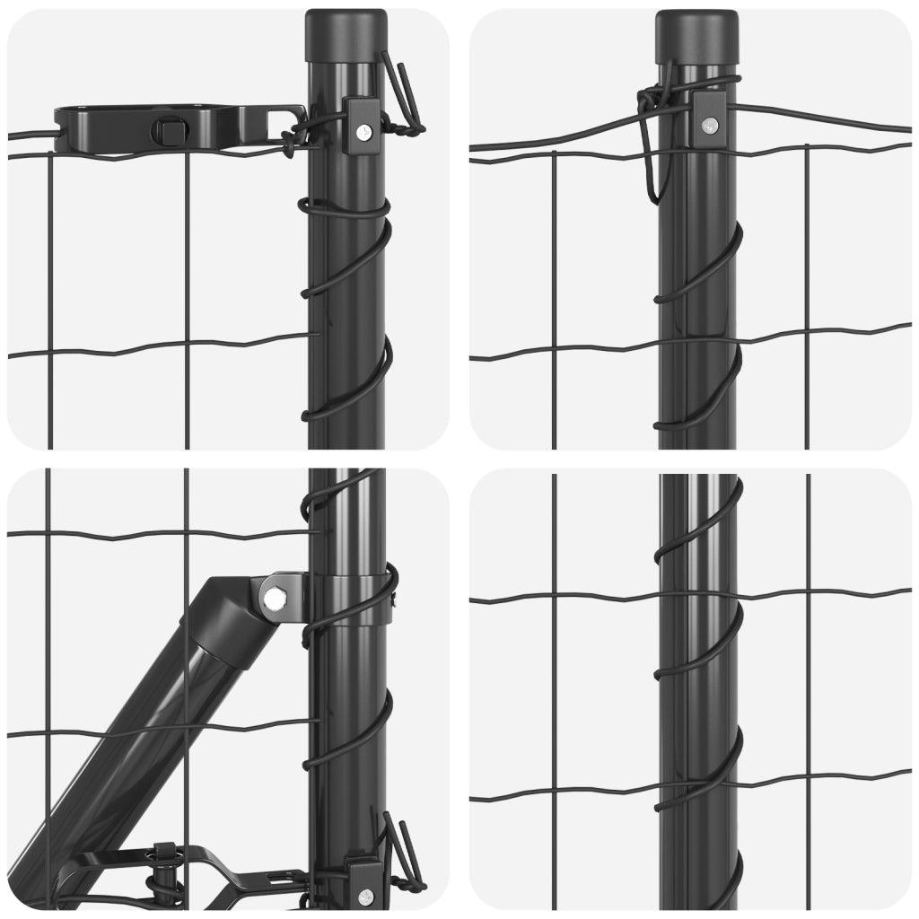 Recinzione Euro con 13 Poste Flangiate 0.8x25 m Acciaio Galvanizzato