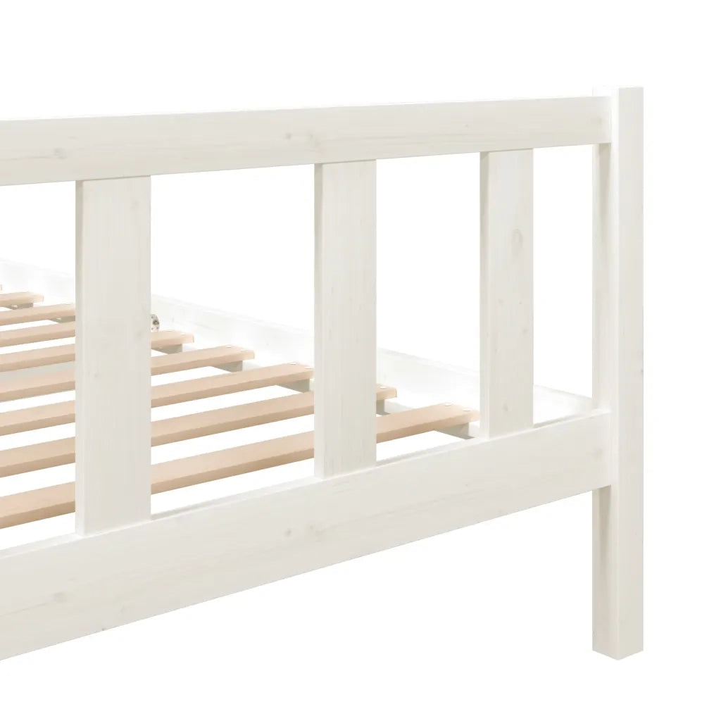 Giroletto-Struttura Letto Bianco in Legno Massello 140x190 cm 518668