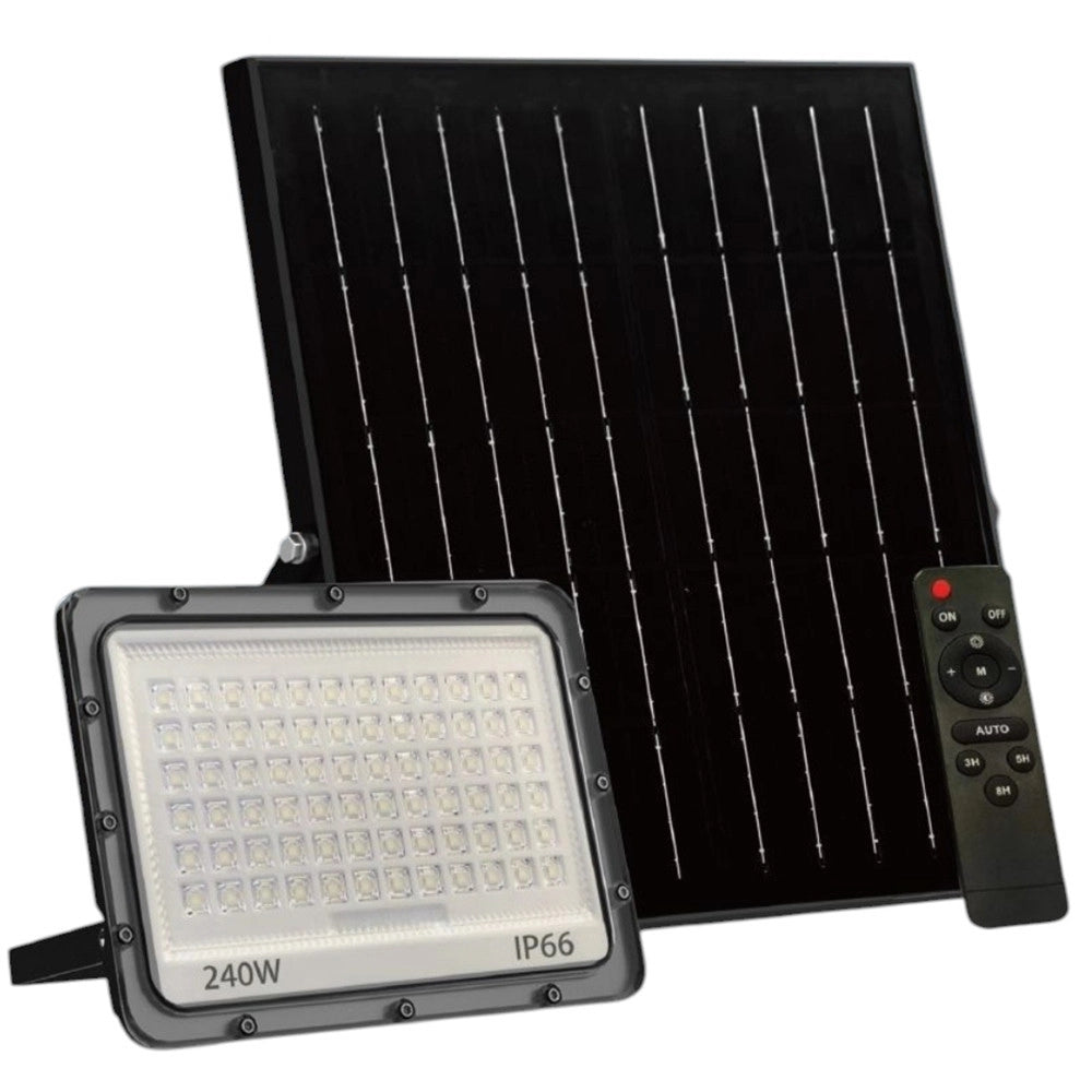 Trade Shop - Faro Led Da Esterno Con Pannello Solare 240w Ip66 Telecomando Luce Regolabile Sf319-240-3c -