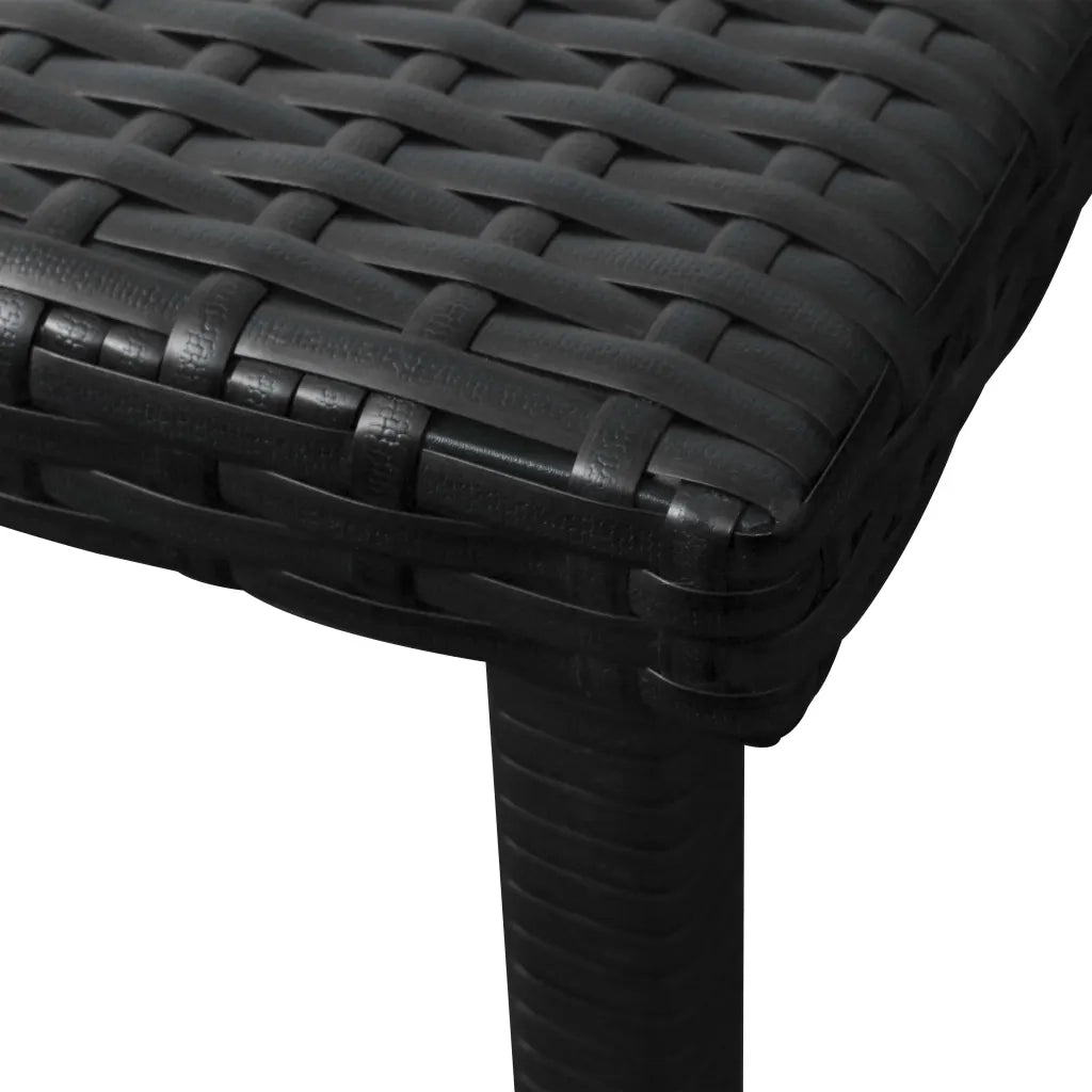Lettino Prendisole | Sdraio da giardino | Lettino da sole con Cuscino e Tavolo in Polyrattan Nero