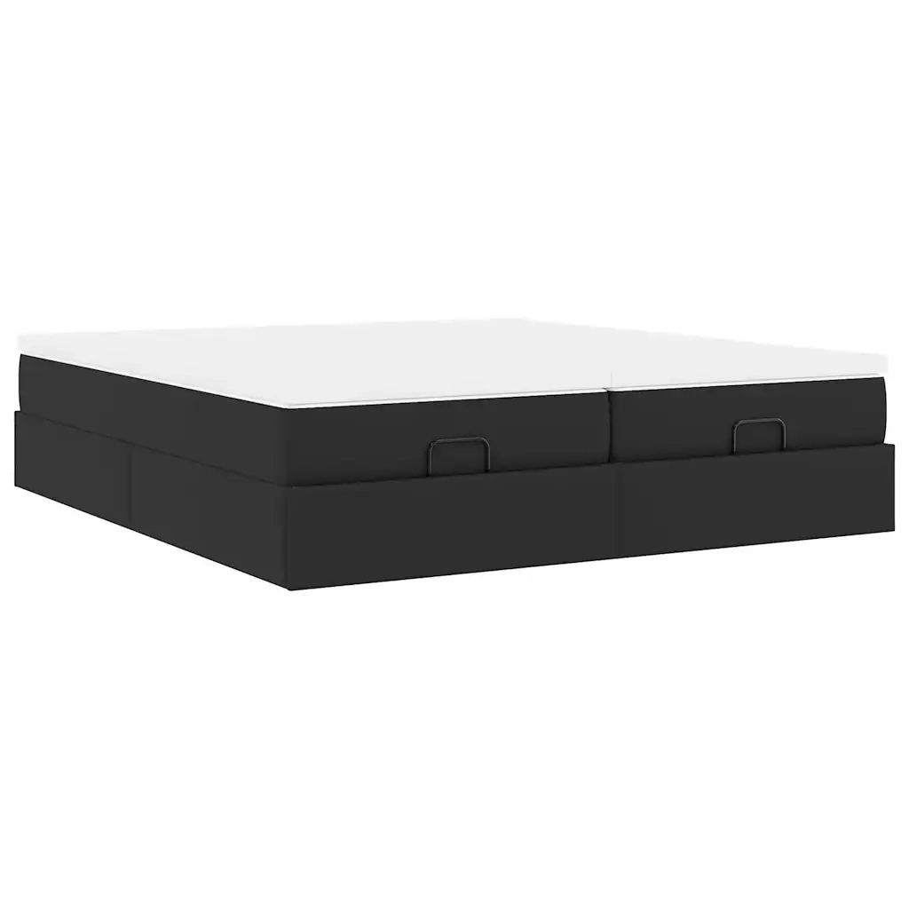 Struttura Letto Pouf con Materassi Nero 200x200 cm Similpelle 3311229
