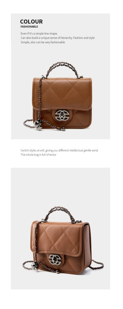 Borsa a tracolla da donna in vera pelle, graziosa e con tracolla lunga, colore marrone.