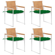 Sedie da Giardino con Cuscini 4 pz in Legno Massello di Teak cod mxl 8674