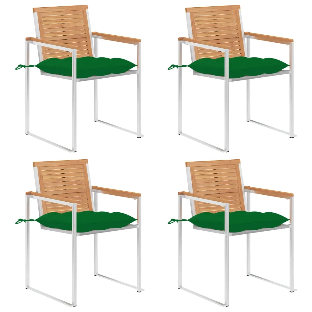 Sedie da Giardino con Cuscini 4 pz in Legno Massello di Teak cod mxl 8674