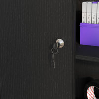 Armadietto da Ufficio 80x40x120 cm Ante Scorrevoli con 2 Chiavi di Sicurezza Nero