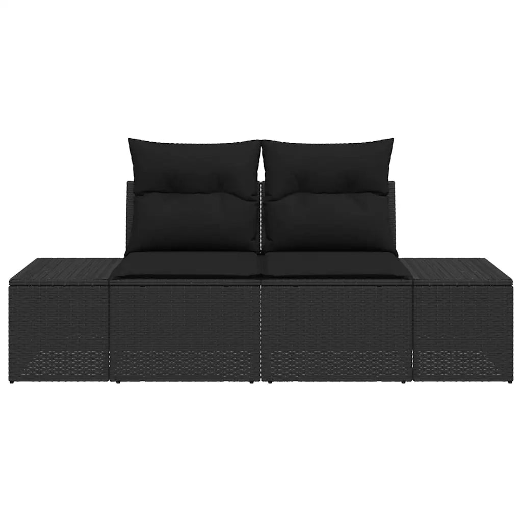 Divano da giardino con cuscino Nero 184 x 62 x 69 cm polyrattan 42006811