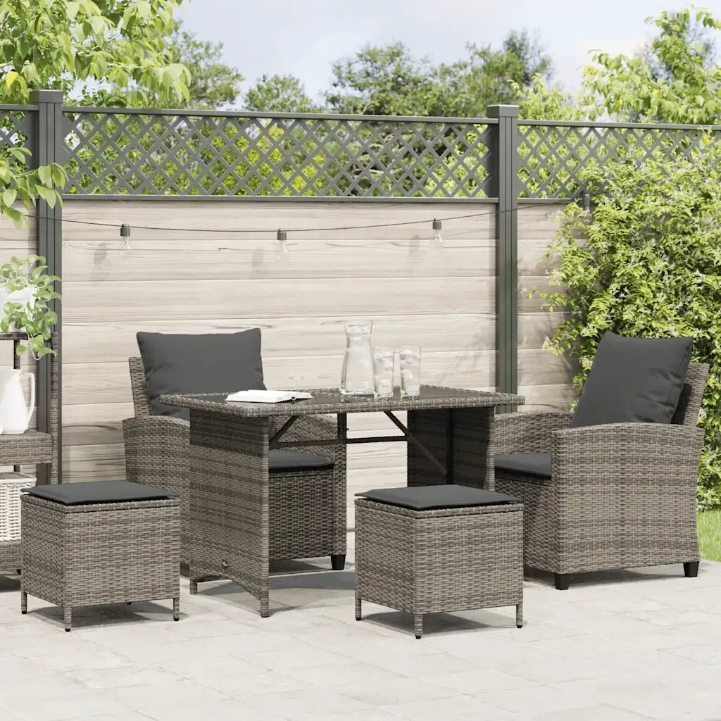 Set Divani da Giardino 4 pz con Cuscini in Polyrattan Grigio CFW9620808