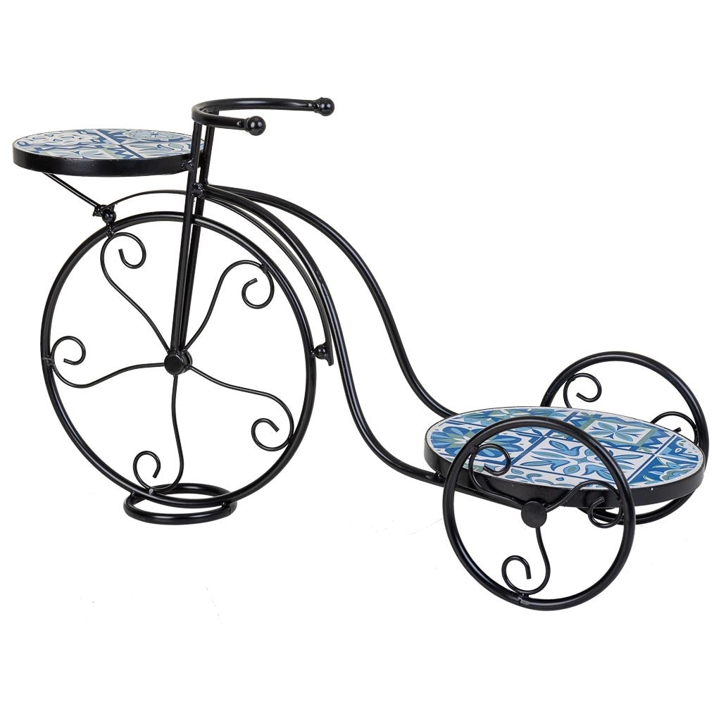 Supporto bici in mosaico Blu e ferro battuto 67x26,5x43h