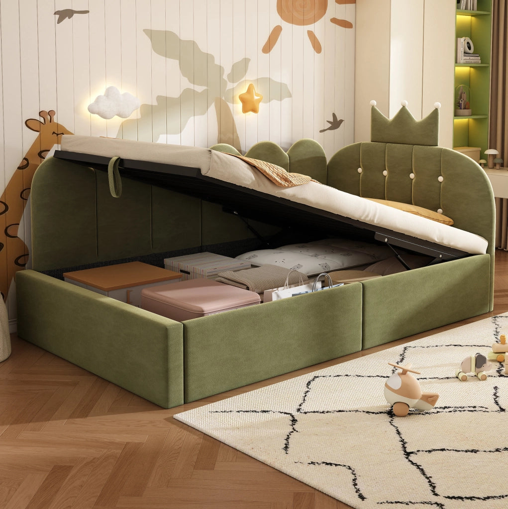 Letto da giorno verde 90x190 cm con contenitore