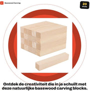 Basswood Blocchi 20 pezzi - Blocchi di legno naturale - Fai da te/Scultura - Per principianti - Alta qualità - Colori naturali e resistente agli urti