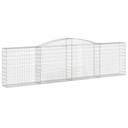 Cesto gabbione recinzione a gabbia muro di contenimento ad arco 400 x 30 x 100/120 cm ferro zincato argento 02_0040068