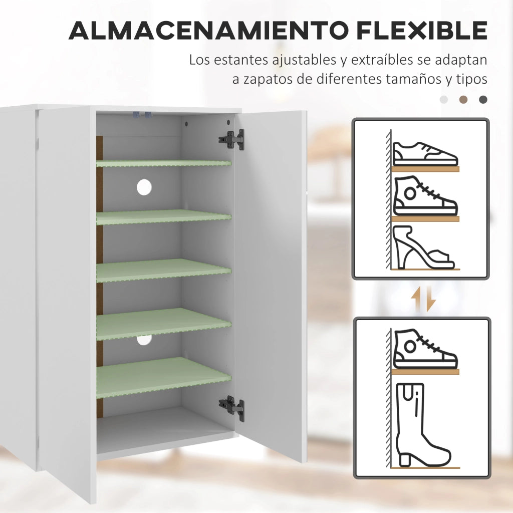Scarpiera con Specchio e 5 Ripiani Regolabili ¨C zephmum ¨C 60x32x95 cm Bianco