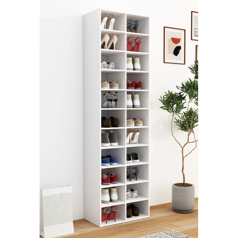 Legno Strong Scarpiera H183 L53 P30 cm Armadio Porta Scarpe Salvaspazio con Ripiani Regolabili Colore Bianco