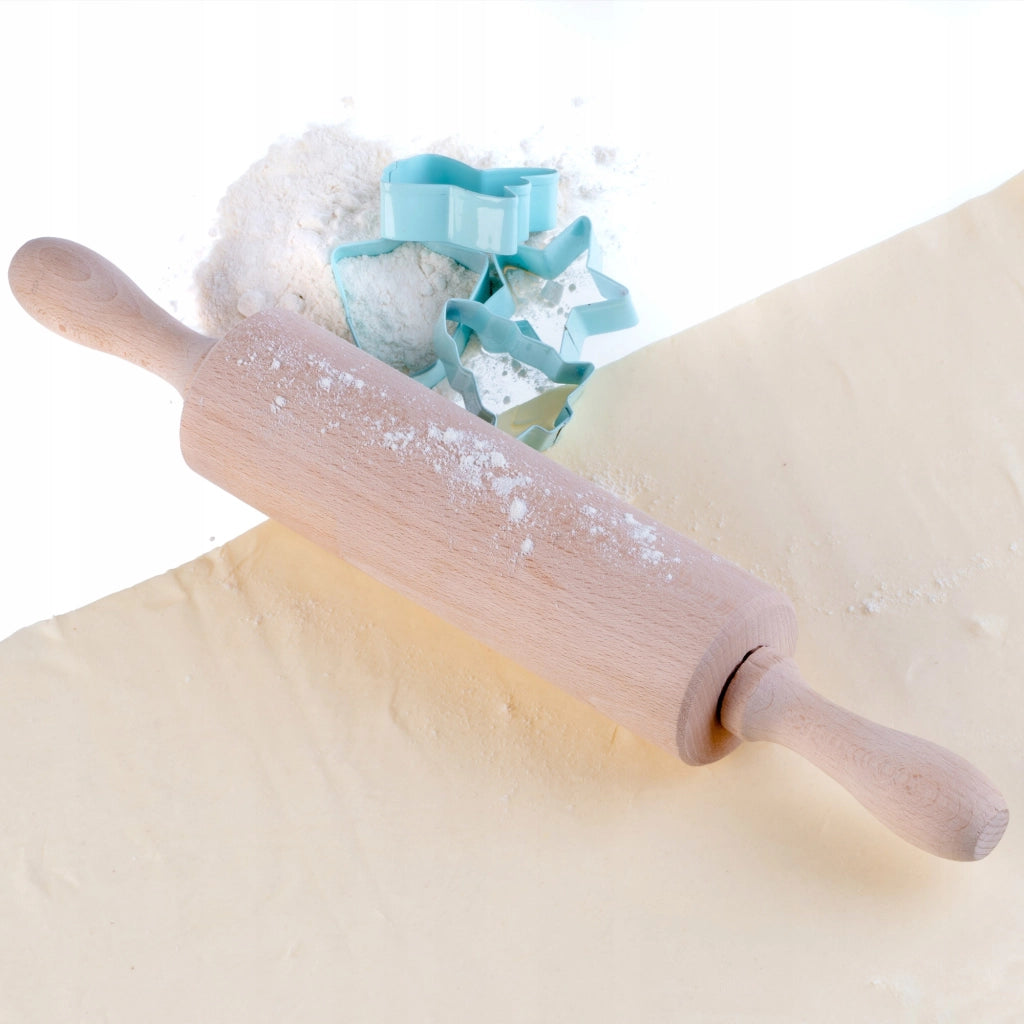 Mattarello per pizza in legno KADAX, girevole, mobile, da cucina, lungo 38 cm, grande
