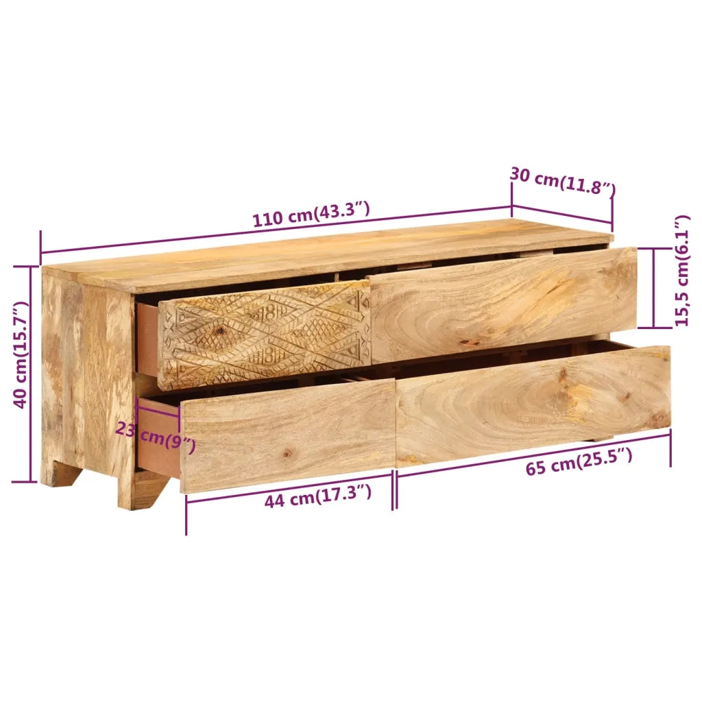 Mobile Porta TV in Legno Massello di Mango 110x30x40 cm 246144