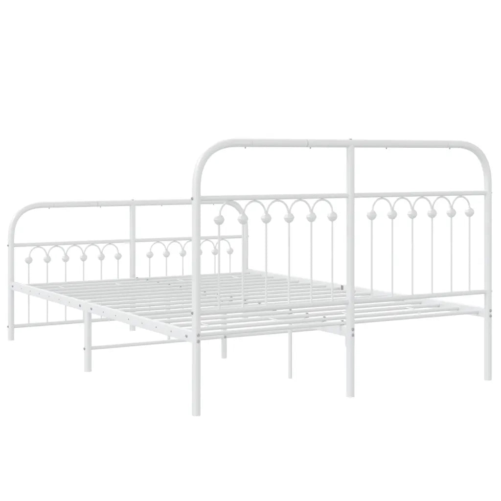 Giroletto con Testiera e Pediera Metallo Bianco 137x190 cm 376666