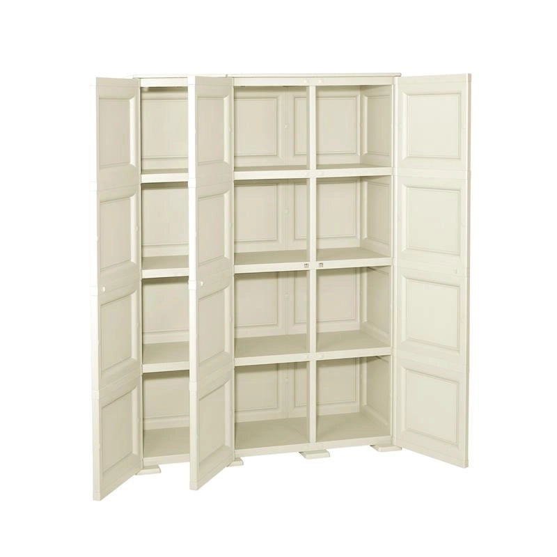 ARMADIO 3 ANTE ANGORA 118X43X164 CM CON PUNTALI, ANTE TRAFORATE E VANO PORTASCOPA – MOBILE ALTO ORGANIZZAZIONE CASA PER INGRESSO E LAVANDERIA