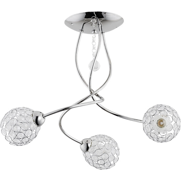Plafoniera decorativa bracci intrecciati bianco-cromo 3xE14 Alfa