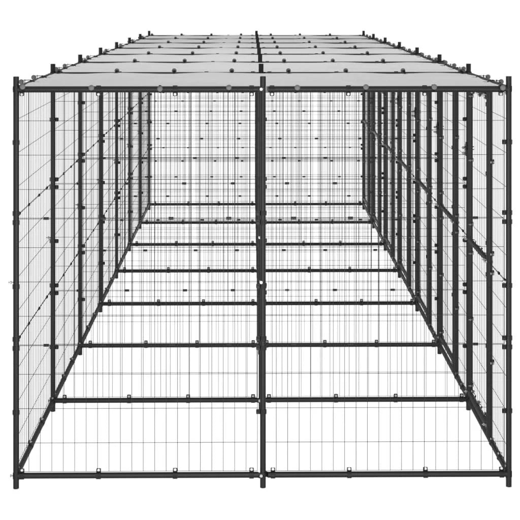 Cuccia da esterno gabbia recinto parco animali cane da esterno in acciaio con tetto 16,94 m² 02_0000392