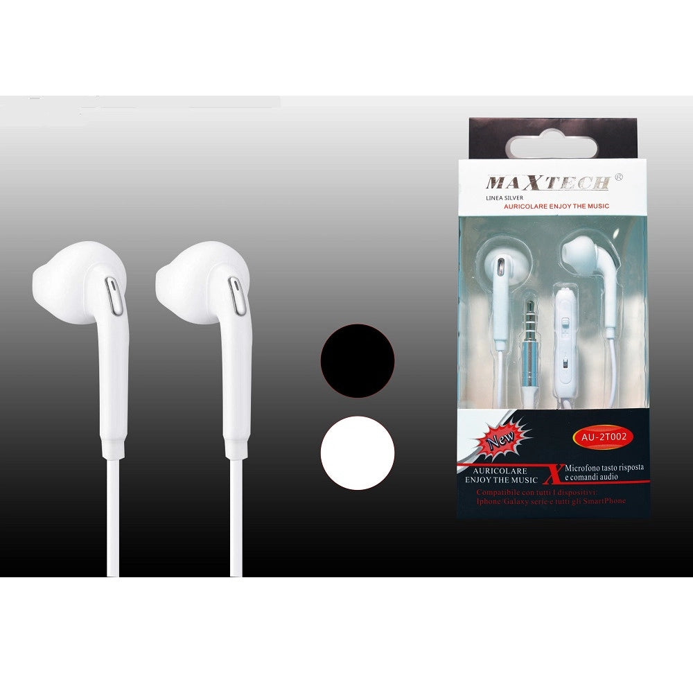 Trade Shop - Auricolari Con Microfono Cuffie Per Iphone Galaxy Smartphone Musica Maxtech Au-2t002 -