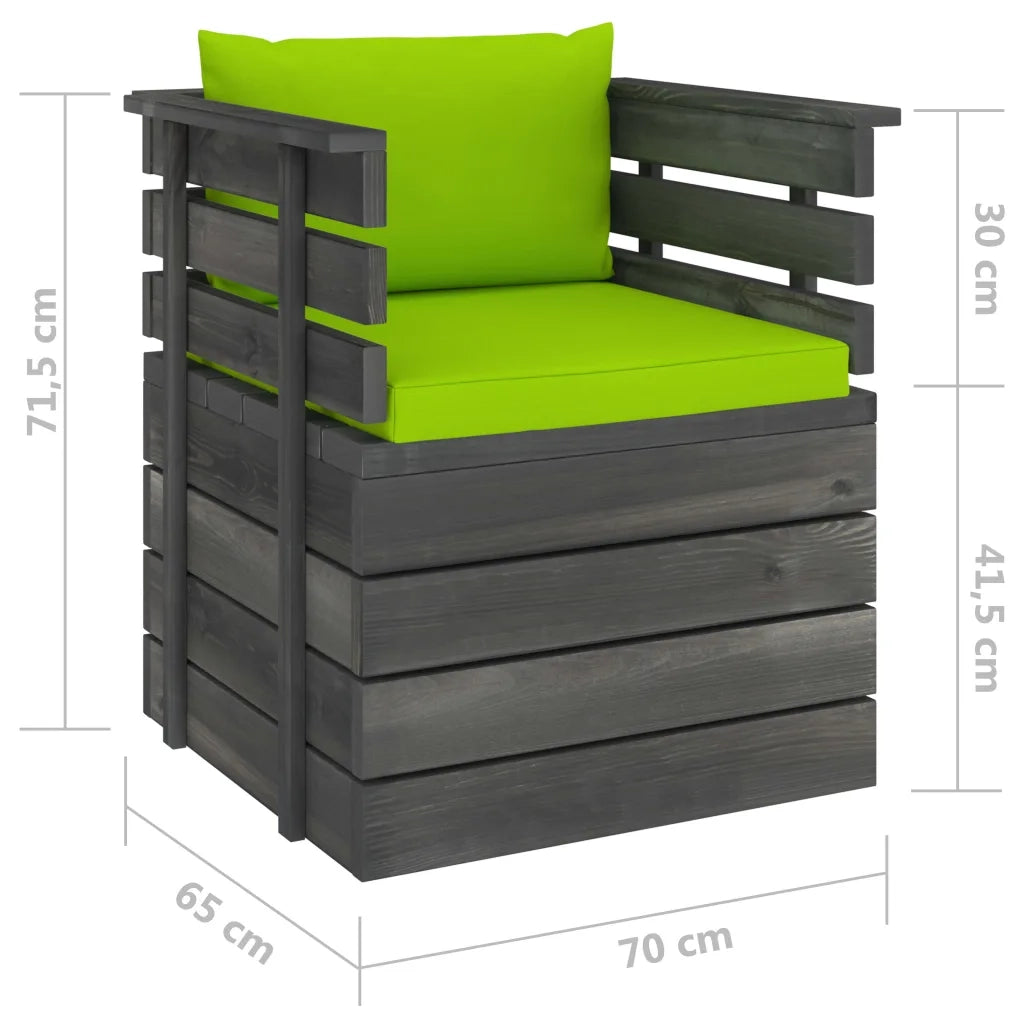Poltrona da Giardino con Cuscini in Legno di Pino cod mxl 72347