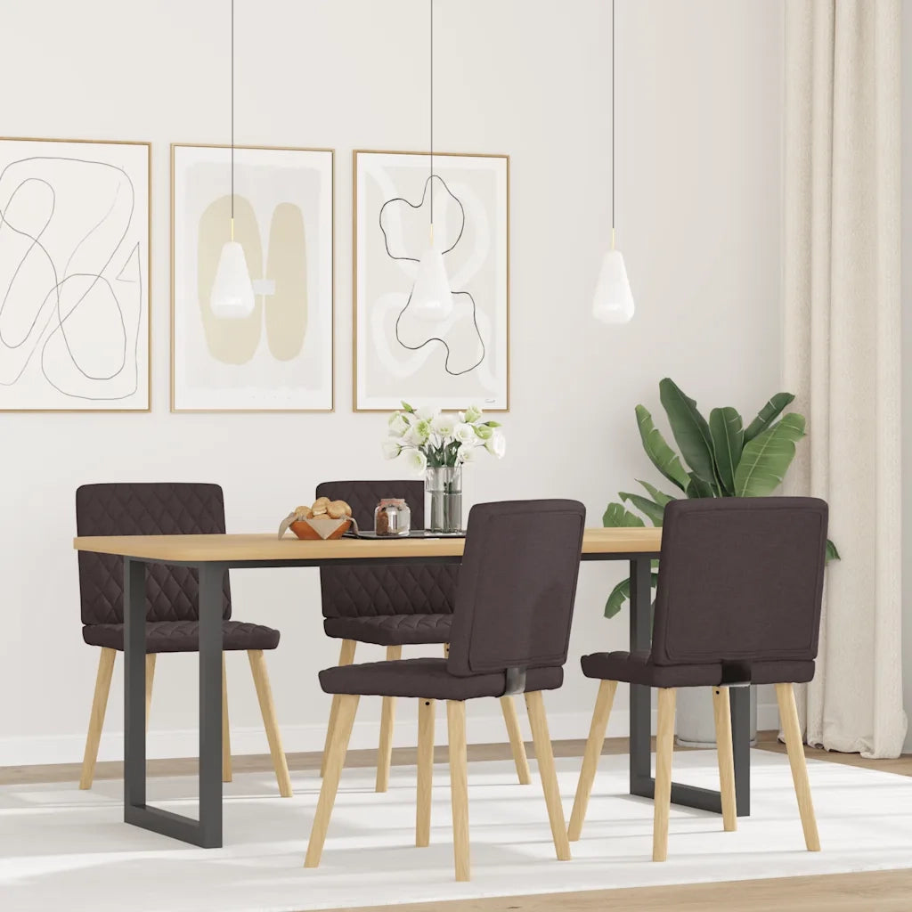 Sedie da Pranzo 4 pz Marrone Scuro in Tessuto 3315225