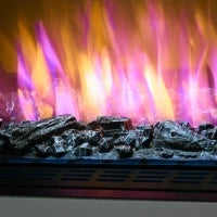 Caminetto Elettrico a 10 Colori con Spegnimento Automatico e Timer da 12h, 61x28x66.5 cm, Bianco