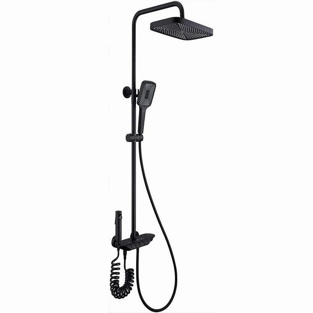 Trade Shop - Set Saliscendi Colonna Doccia Bagno Rubinetto Soffione Doccetta Bidet Nero 87344 -