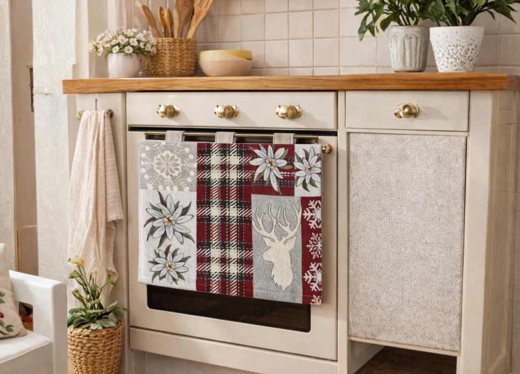 Copriforno Cucina Universale Cinigliato Copertura Decorazione Forno Edelweiss - Copriforno - Rosso