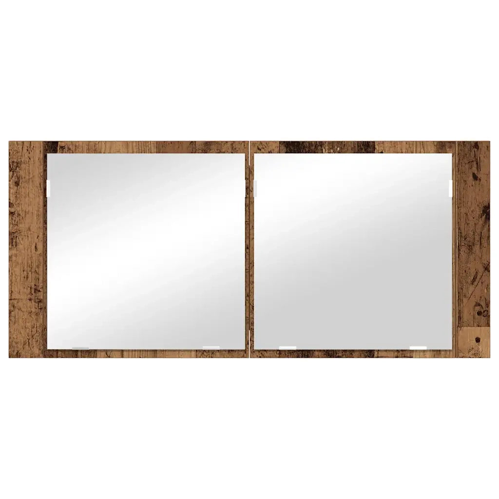 Armadio Specchio LED con porta-Mobile bagno con specchio Legno vecchio 100 x 12 x 45 cm