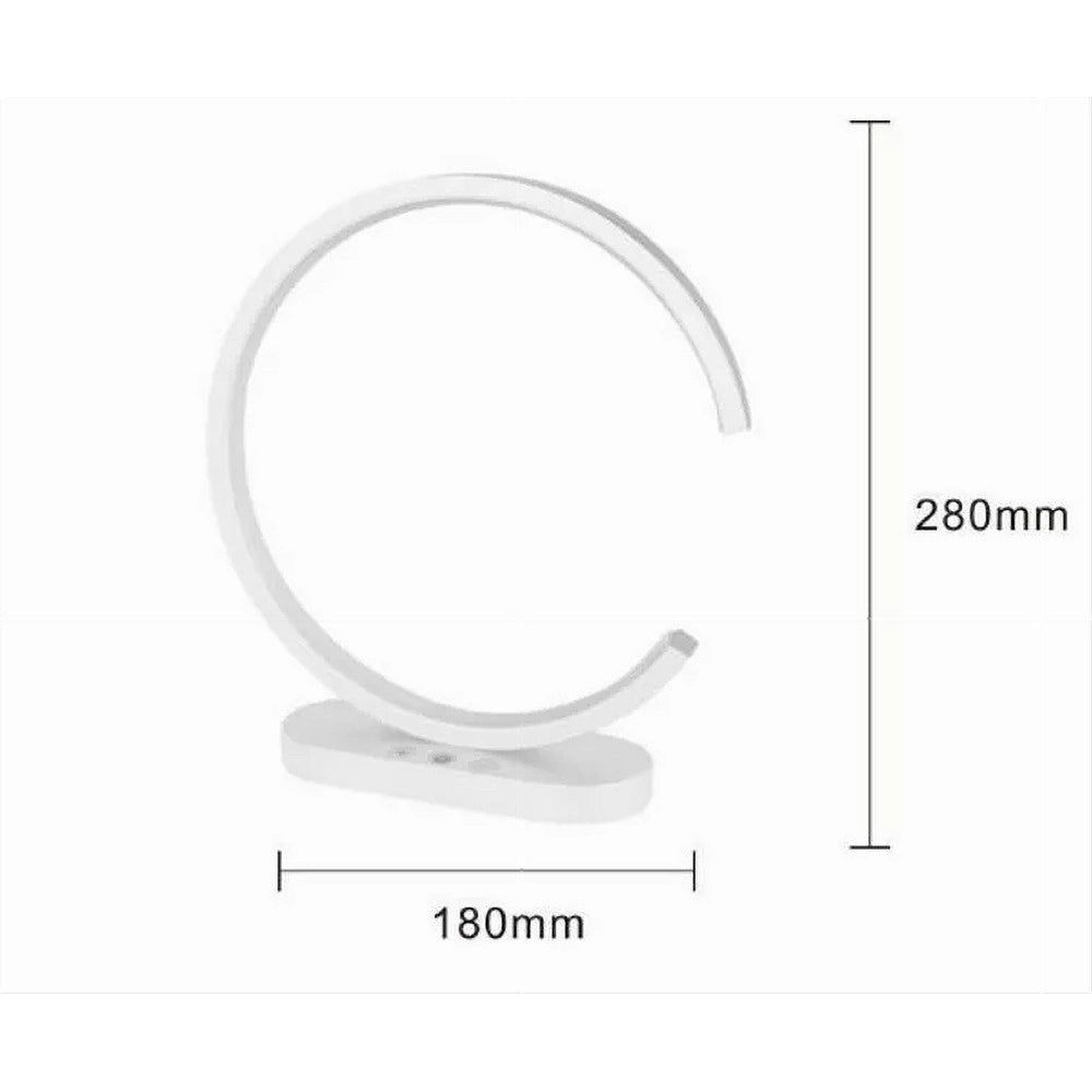 Trade Shop - Lampada Da Tavolo Led 12w Design Curva Bianco Touch Scrivania Comodino Ip20 32736 -