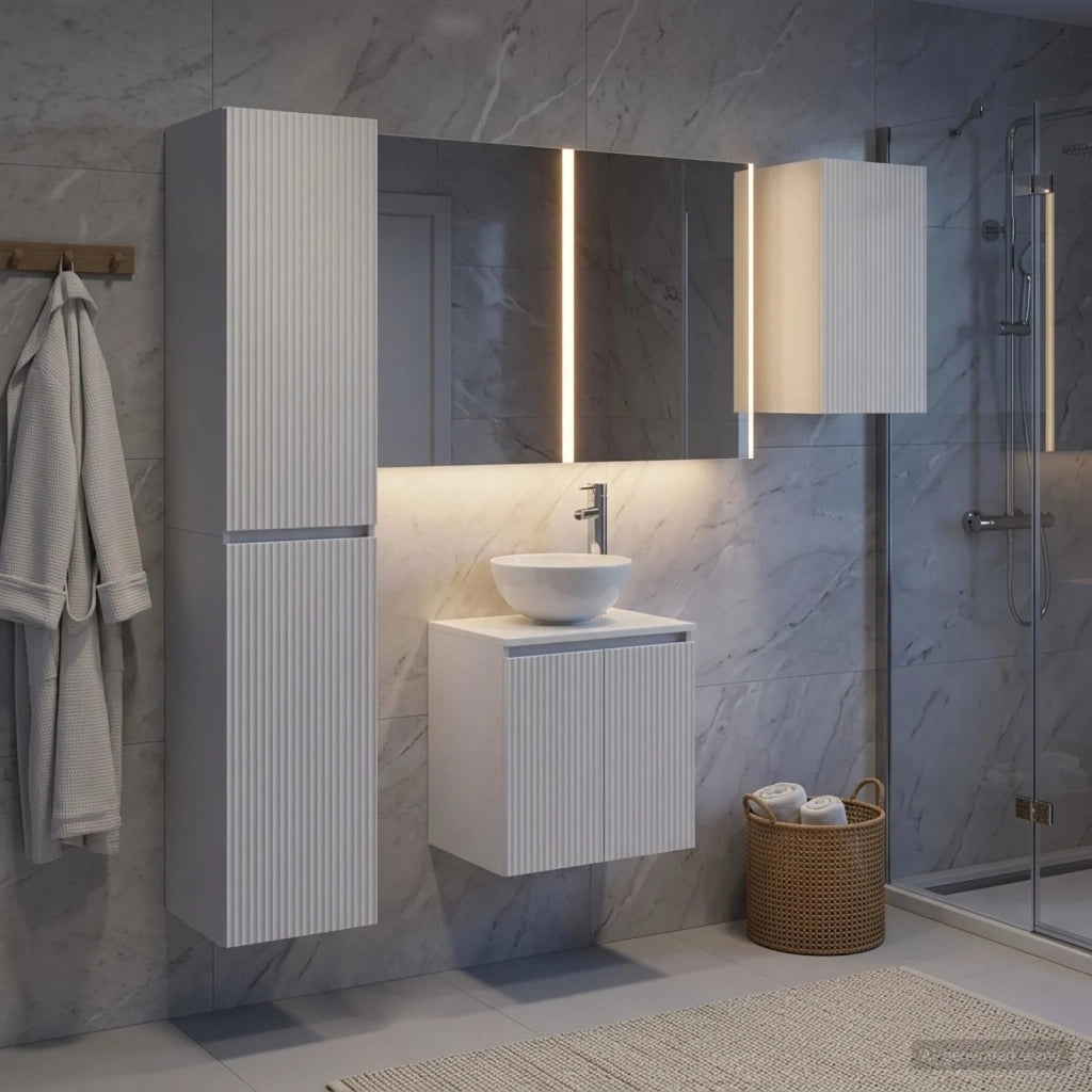 Set di Armadi da Bagno 5 pcs Bianco 53 x 15,5 x 70 cm 3407303