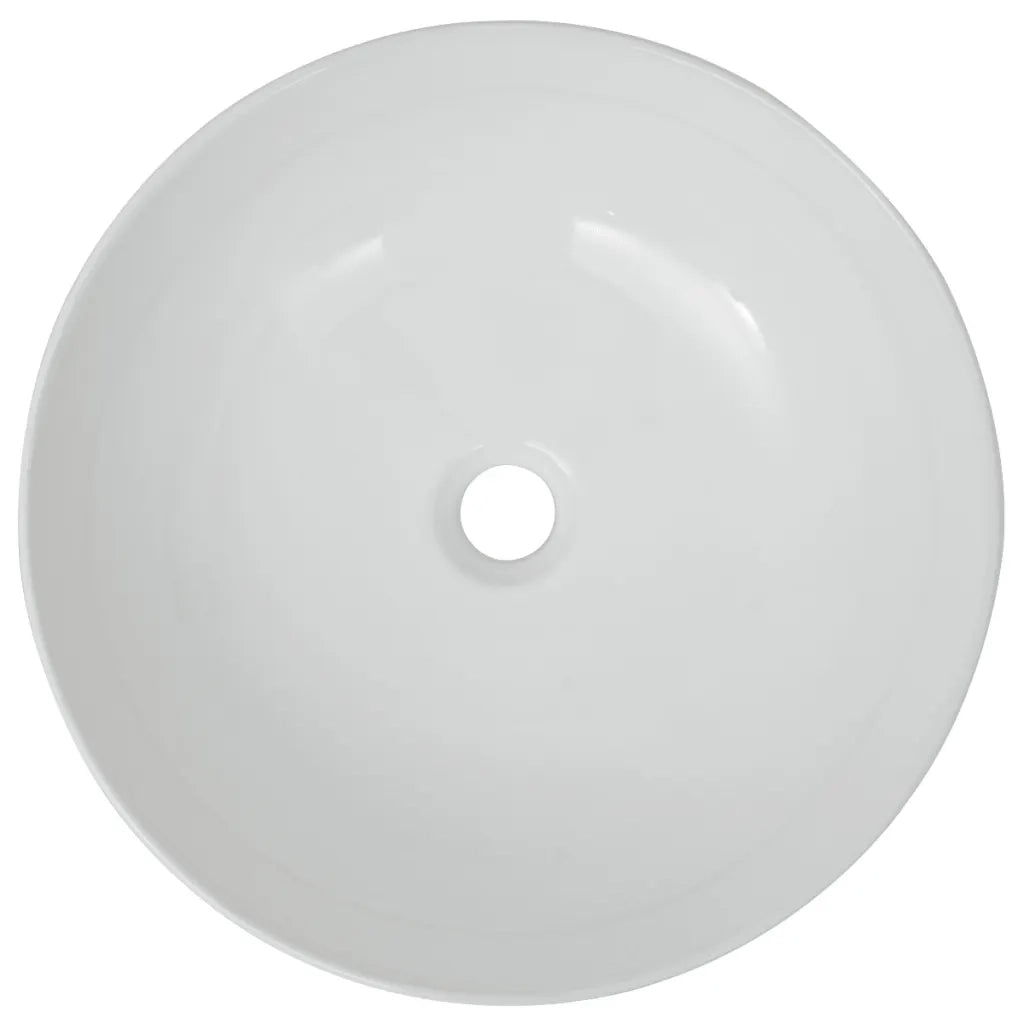 Lavandino Tondo in Ceramica Bianca 41,5x13,5 cm 142337