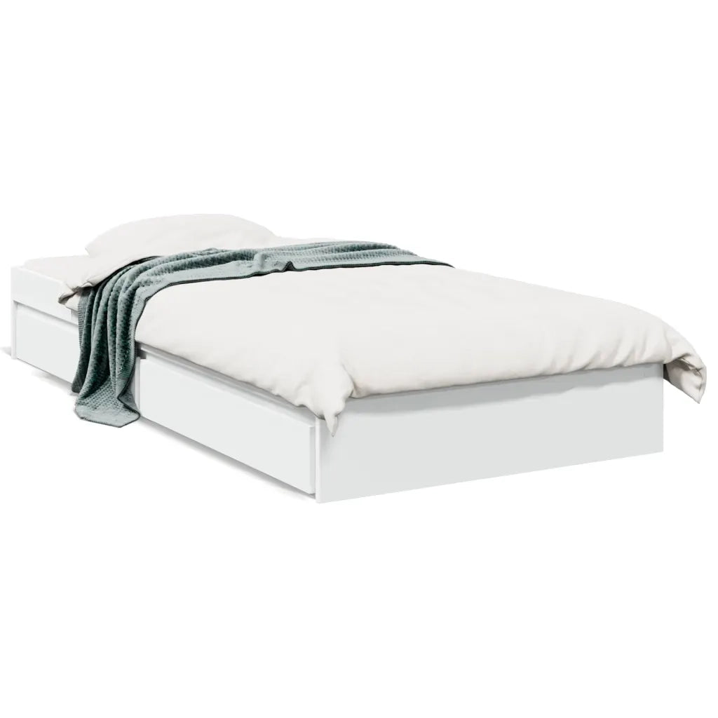 Giroletto con Cassetti-Struttura Letto con contenitore Bianco 100x200 cm in Legno Multistrato 803805