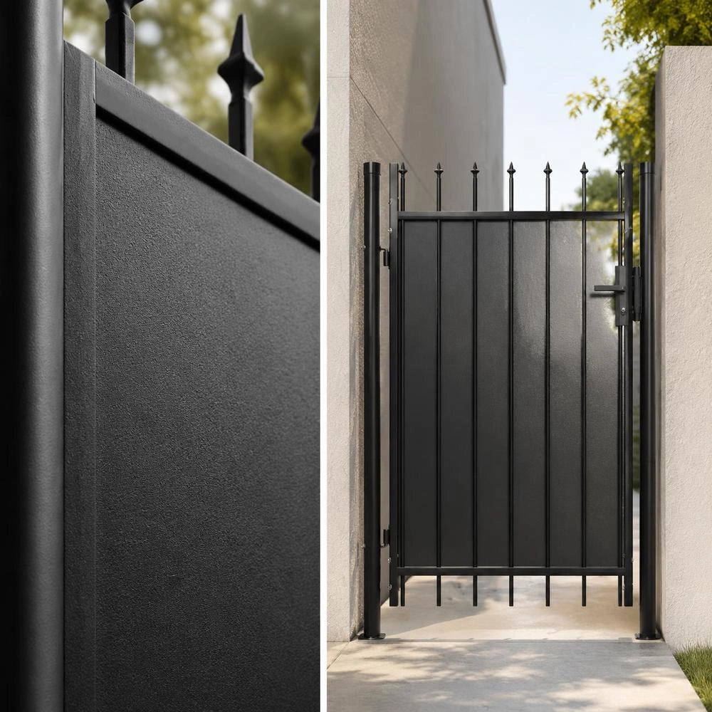 Single-leaf Fence Gate With Spearheads, Steel, 1 X 1.2 M, Black