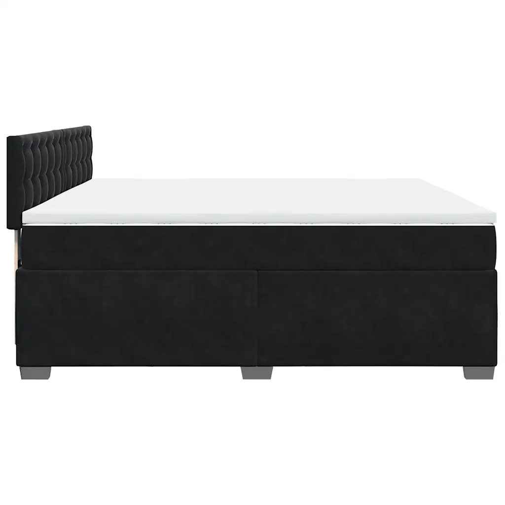 Giroletto a Molle con Materasso Nero 200x200 cm in Velluto