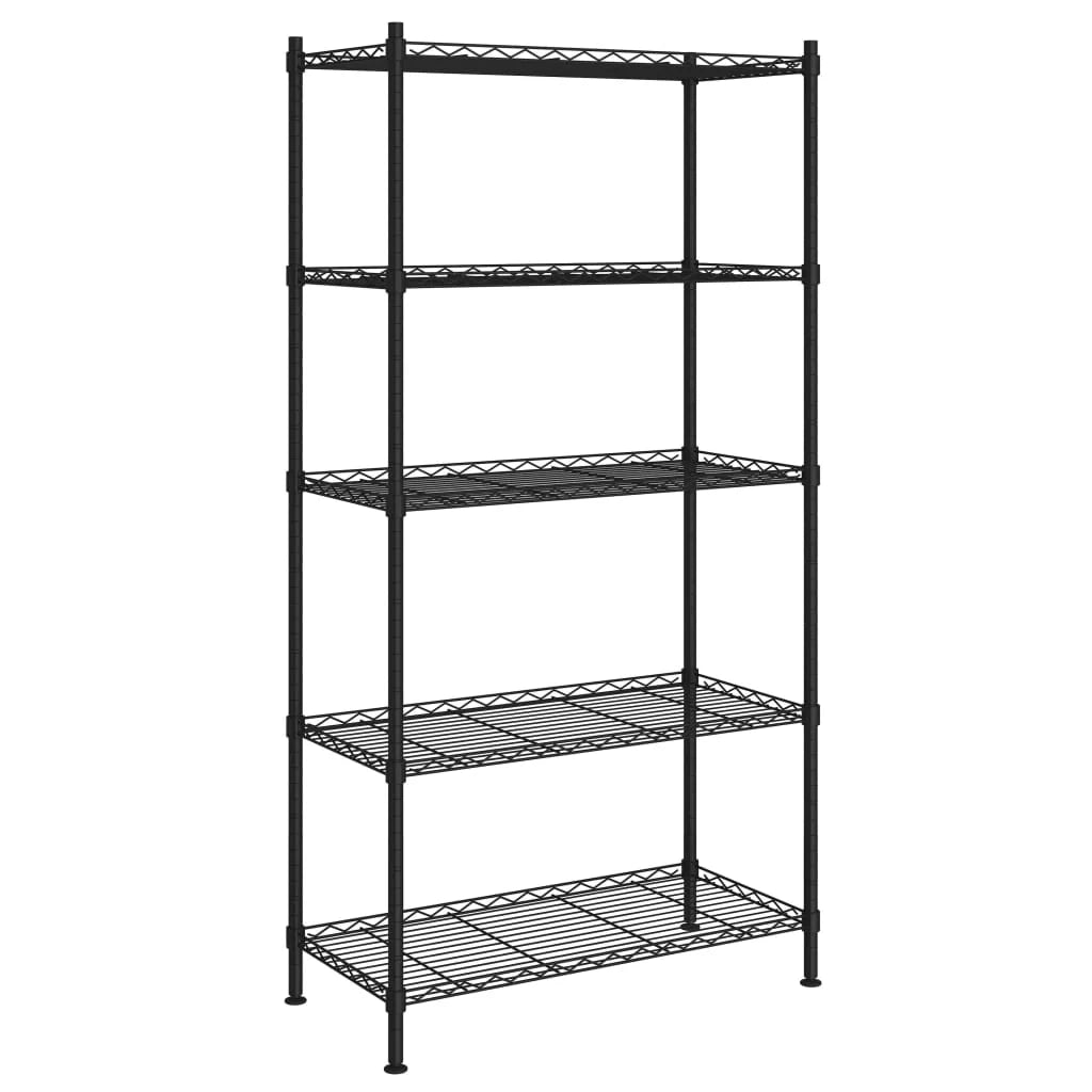 Scaffale portaoggetti a 5 ripiani 90 x 35 x 180 cm 250 kg nero 02_0045694