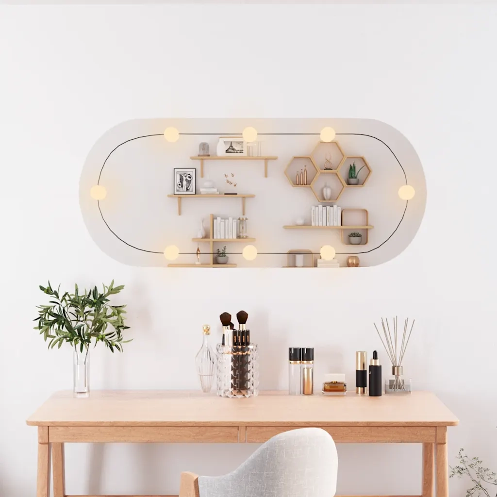 Specchio da Parete con Luci LED 40x90 cm Vetro Ovalecod mxl 124802
