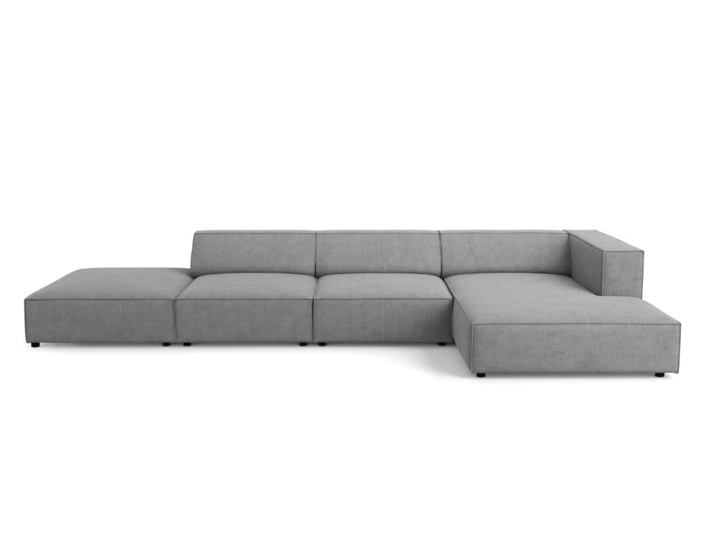 Cosmopolitan Design - Divano angolare destro "Arendal" 5 posti in ciniglia con effetto a coste grigio scuro 