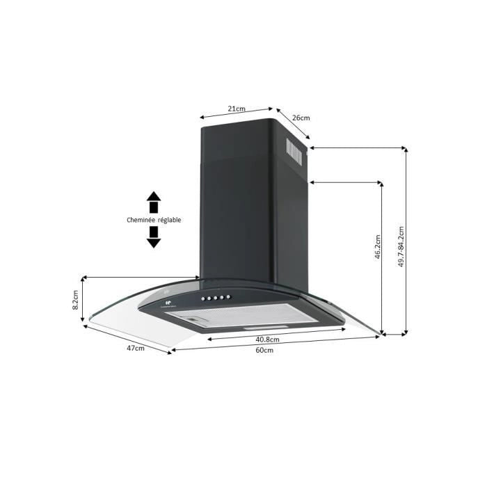 Cappuccio decorativo di Edison Continental - L60 cm - nero e vetro