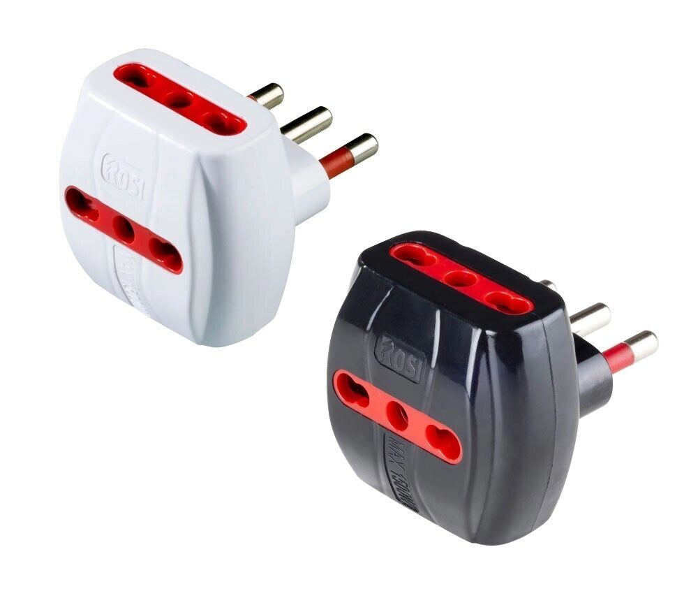 ADATTATORE TRIPLO 10A ROSI 2P+T - prese 10A 2P+T, Col. Nero - ROSI