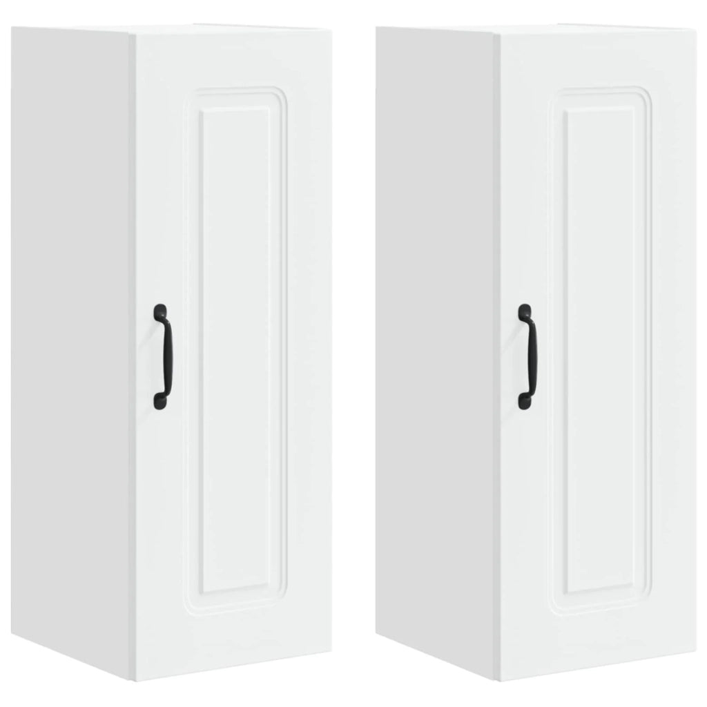Set di 2 pensili da cucina moderni 30 x 31 x 80 cm con ampio spazio contenitivo e design elegante in legno composito bianco. Codice articolo: 02_0053684.