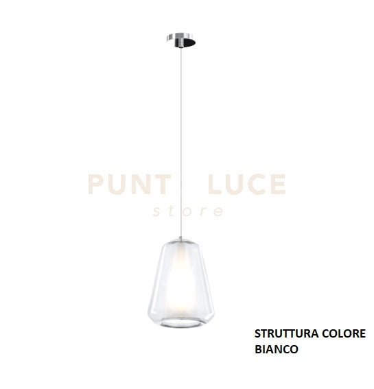 SOSPENSIONE BIANCO 1 LUCE VETRO GAMMA TRASPARENTE 1176BI-S1 GAMMA-TR