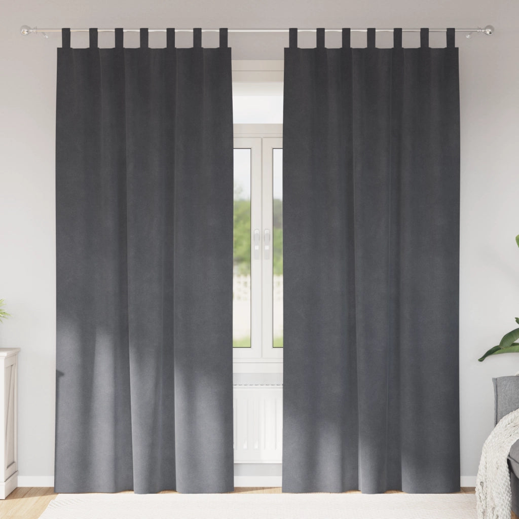 Tende oscuranti  con anelli per appenderle 2 pz Grigio chiaro velluto