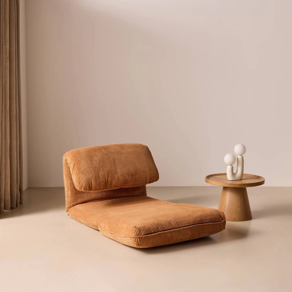 Poltrona letto convertibile velluto a coste grosse coste, camel