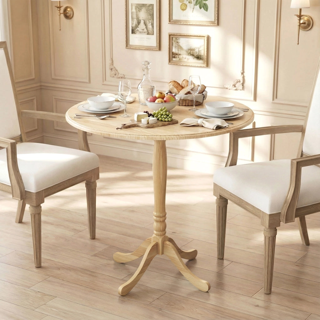 Tavolo da pranzo rotondo per 4 persone ¨C zephmum ¨C legno naturale, acciaio
